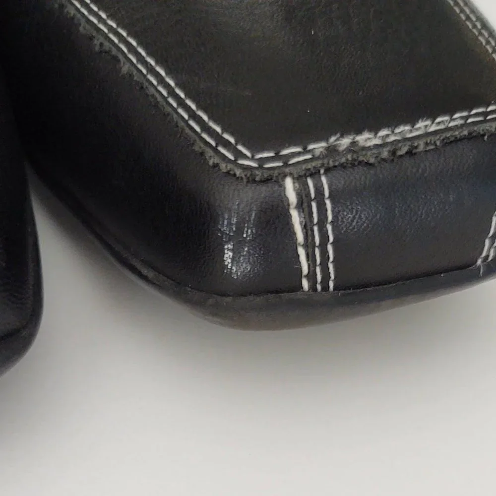 Black loafers with white contrast stitching 11 W